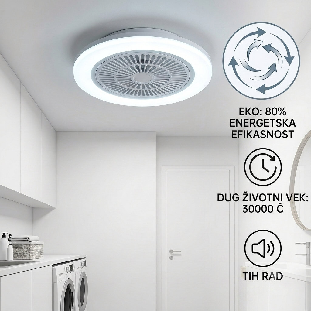 LED PLAFONJERA SA VENTILATOROM