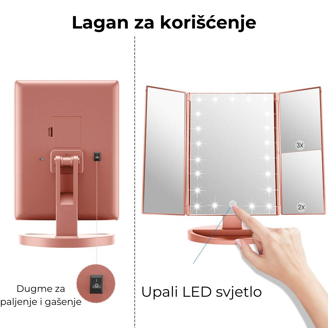 ROTACIONO LED OGLEDALO ZA ŠMINKANJE