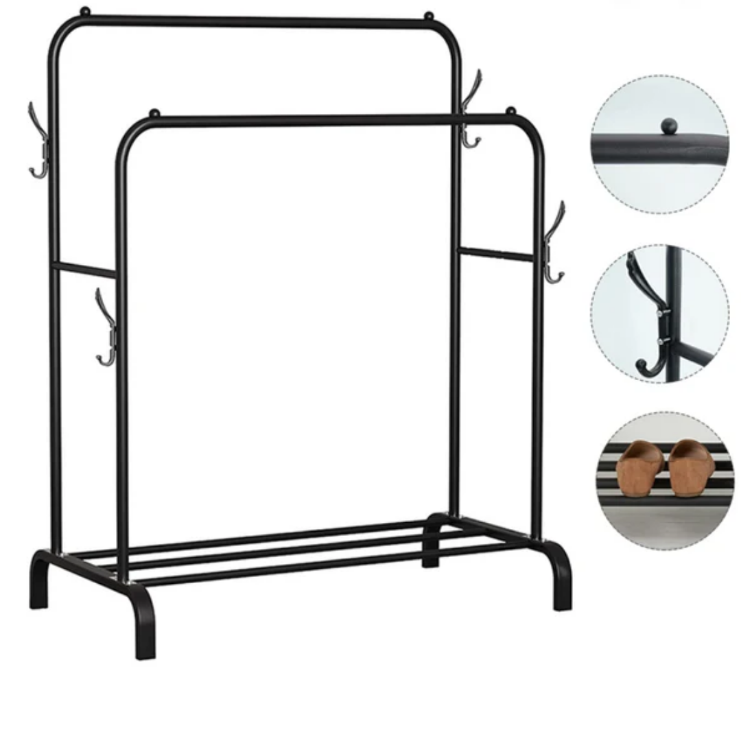 DUPLI STALAK ZA ODJEĆU SA POLICAMA ZA OBUĆU